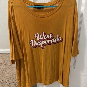 Rock & Roll Cowgirl Yellow Graphic Oversized T-Shirt